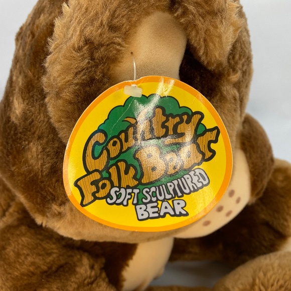 Vtg '86 Country Folk Plush Bear Brown Freckles Belly Button 25" Animal Plaything - Picture 13 of 14